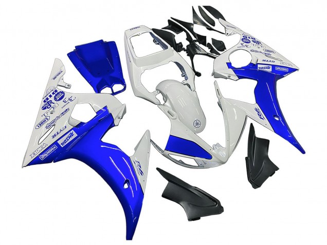 2003-2004 White Blue GYTR Yamaha YZF R6 Motorcycle Fairings