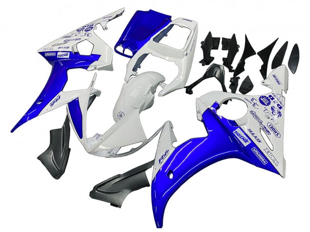 2003-2004 White Blue GYTR Yamaha YZF R6 Motorcycle Fairings