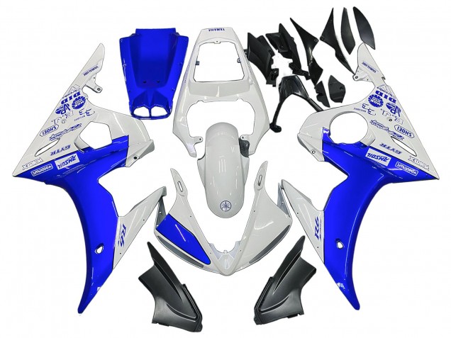 2003-2004 White Blue GYTR Yamaha YZF R6 Motorcycle Fairings