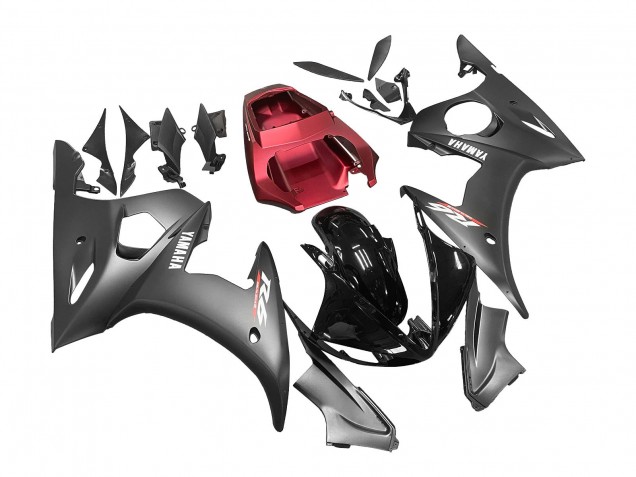 2006-2009 Black Red Yamaha YZF R6S Motorcycle Fairings
