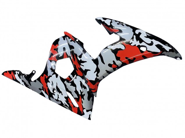 2006-2009 Black Red Grey Camouflage Yamaha YZF R6S Motorcycle Fairings