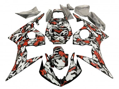 2006-2009 Black Red Grey Camouflage Yamaha YZF R6S Motorcycle Fairings