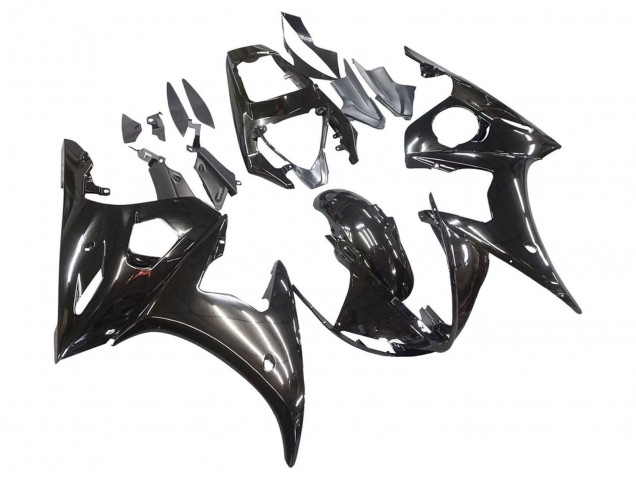 2003-2004 Glossy Black Yamaha YZF R6 Motorcycle Fairings