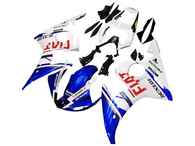 2005 White Blue Dunlop Fiat Motul Yamaha YZF 600 R6 Motorcycle Fairings