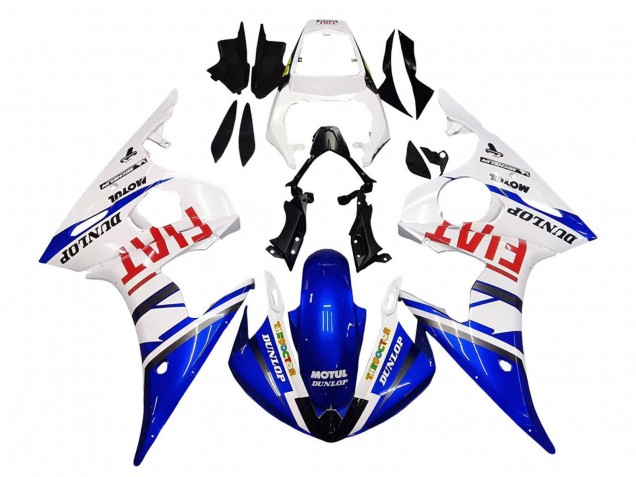 2005 White Blue Dunlop Fiat Motul Yamaha YZF 600 R6 Motorcycle Fairings