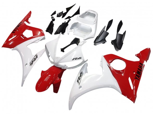 2005 White Red Yamaha YZF 600 R6 Motorcycle Fairings