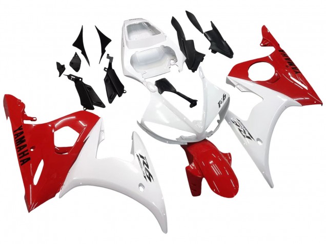 2005 White Red Yamaha YZF 600 R6 Motorcycle Fairings
