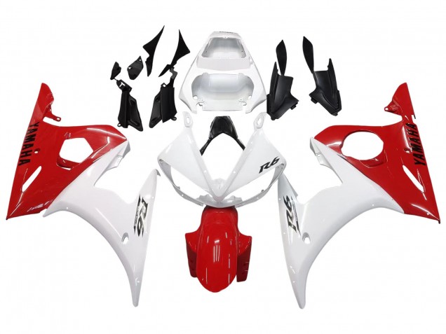 2005 White Red Yamaha YZF 600 R6 Motorcycle Fairings