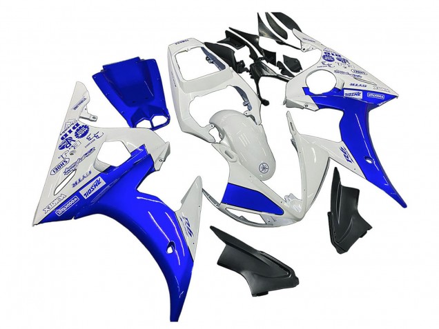2005 White Blue Yamalube Yamaha YZF 600 R6 Motorcycle Fairings