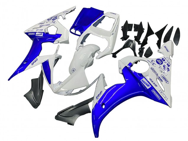 2005 White Blue Yamalube Yamaha YZF 600 R6 Motorcycle Fairings