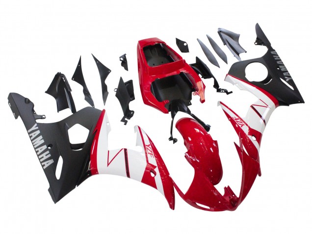 2005 Red White Matte Black Yamaha YZF 600 R6 Motorcycle Fairings