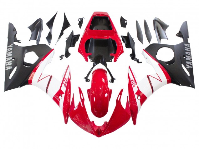2005 Red White Matte Black Yamaha YZF 600 R6 Motorcycle Fairings