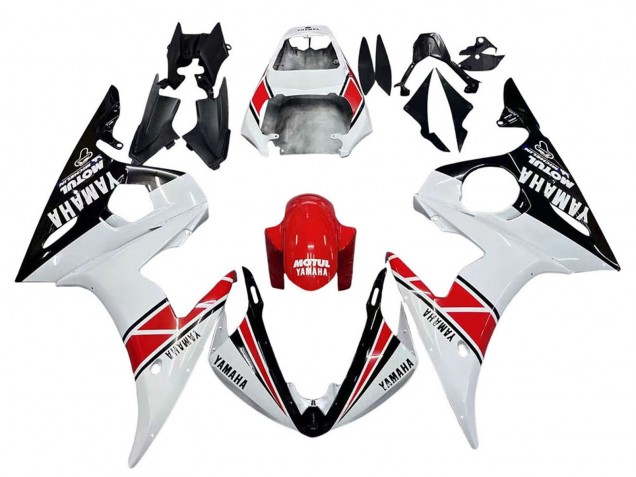 2005 White Black Red Motul Yamaha YZF 600 R6 Motorcycle Fairings