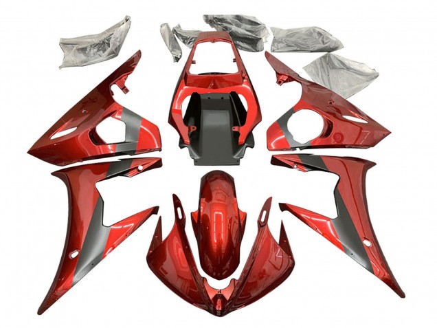 2005 Red Matte Black Yamaha YZF 600 R6 Motorcycle Fairings