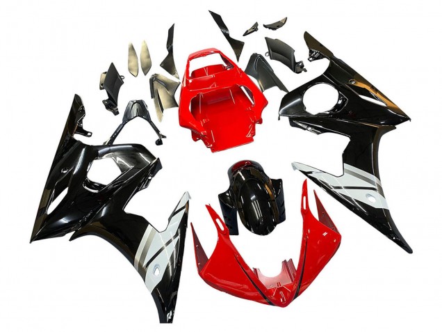 2005 Red White Glossy Black Yamaha YZF 600 R6 Motorcycle Fairings