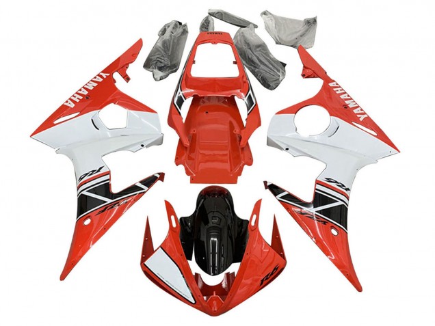 2005 White Red Glossy Black Yamaha YZF 600 R6 Motorcycle Fairings