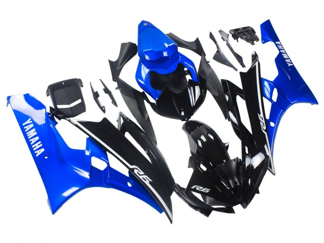 2006-2007 Blue Glossy Black Yamaha YZF 600 R6 Motorcycle Fairings