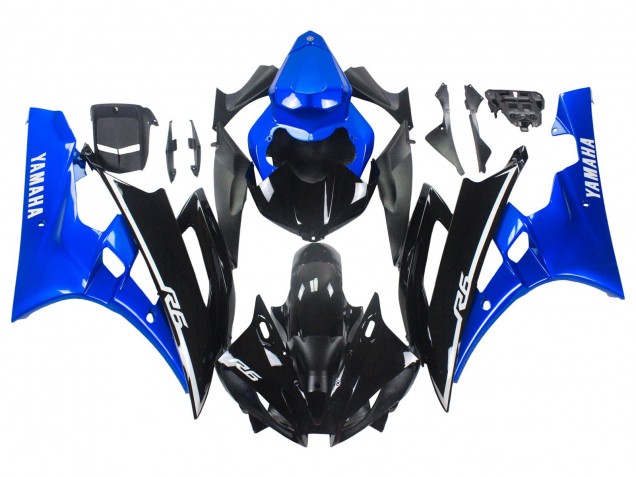 2006-2007 Blue Glossy Black Yamaha YZF 600 R6 Motorcycle Fairings