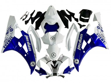 2006-2007 White Blue Jordan Yamaha YZF 600 R6 Motorcycle Fairings