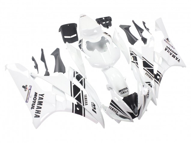 2006-2007 White Glossy Black Motul Michelin Yamaha YZF 600 R6 Motorcycle Fairings