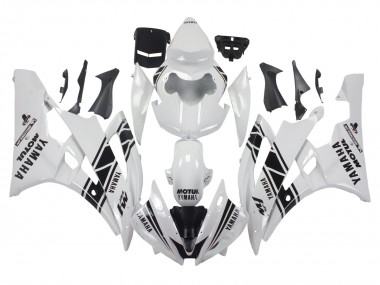 2006-2007 White Glossy Black Motul Michelin Yamaha YZF 600 R6 Motorcycle Fairings