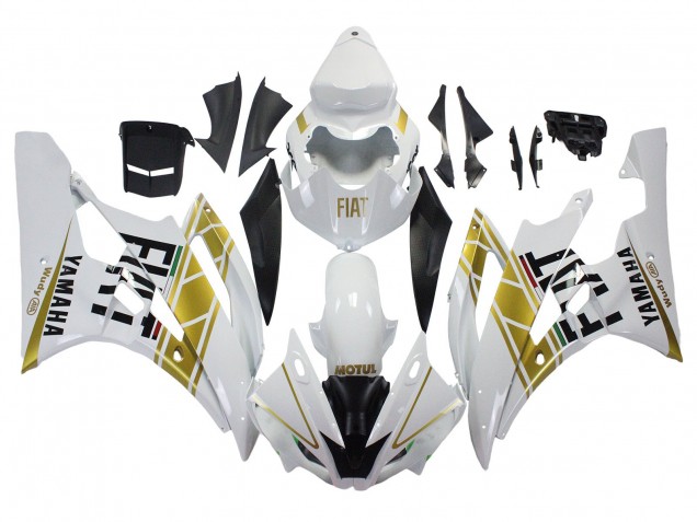 2006-2007 White Gold Black Fiat Yamaha YZF 600 R6 Motorcycle Fairings