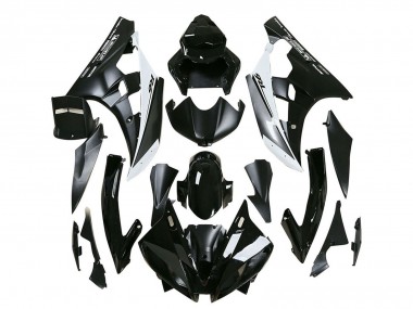 2006-2007 Glossy Black Matte Black White Motul Michelin Yamaha YZF 600 R6 Motorcycle Fairings