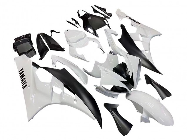 2006-2007 White Matte Black Yamaha YZF 600 R6 Motorcycle Fairings