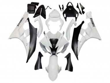 2006-2007 White Matte Black Yamaha YZF 600 R6 Motorcycle Fairings