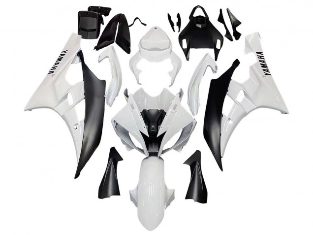 2006-2007 White Matte Black Yamaha YZF 600 R6 Motorcycle Fairings