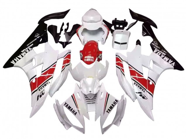 2006-2007 White Red Black Motul Yamaha YZF 600 R6 Motorcycle Fairings