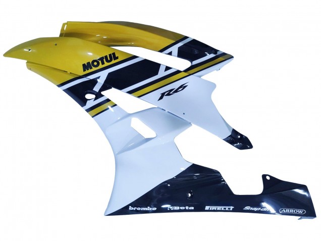 2006-2007 Yellow White Glossy Black Motul Yamaha YZF 600 R6 Motorcycle Fairings