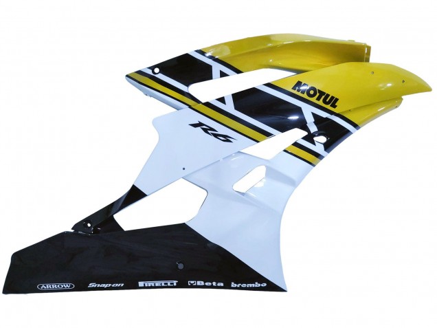 2006-2007 Yellow White Glossy Black Motul Yamaha YZF 600 R6 Motorcycle Fairings