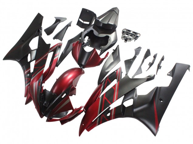 2006-2007 Red Matte Black Yamaha YZF 600 R6 Motorcycle Fairings