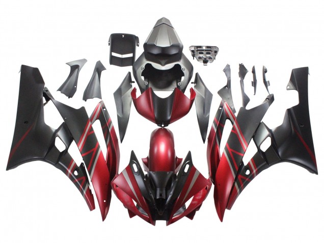 2006-2007 Red Matte Black Yamaha YZF 600 R6 Motorcycle Fairings