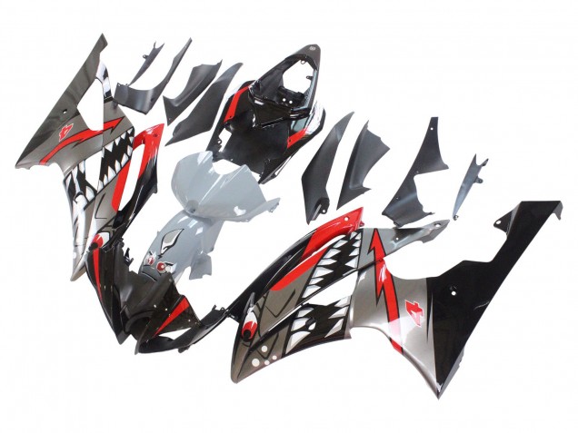 2008-2016 Silver Black Red Shark 4 Yamaha YZF 600 R6 Motorcycle Fairings