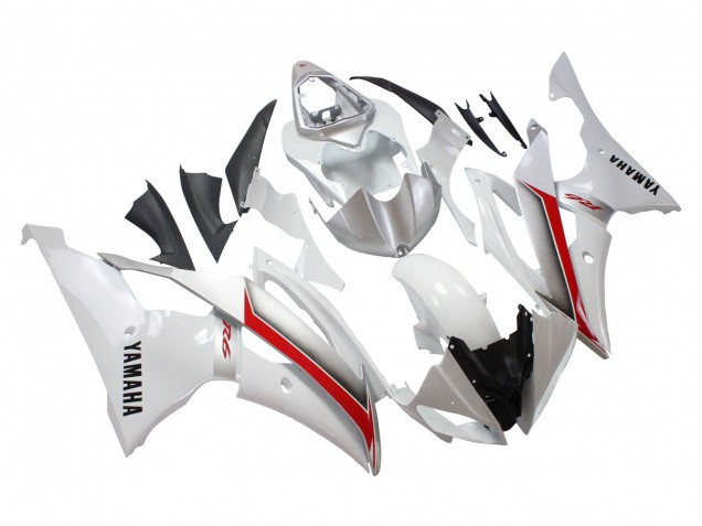 2008-2016 White Red Yamaha YZF 600 R6 Motorcycle Fairings