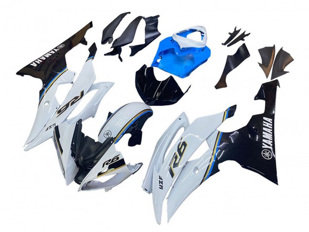 2008-2016 White Blue Glossy Black Yamaha YZF 600 R6 Motorcycle Fairing