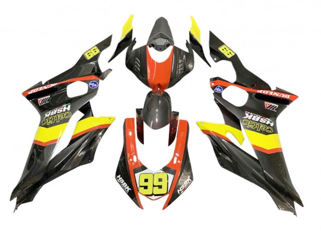 2008-2016 Yellow Orange Black Carbon Fiber Style Yamaha YZF 600 R6 Motorcycle Fairings