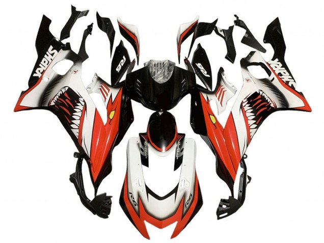 2017-2023 White Red Black Shark Yamaha YZF 600 R6 Motorcycle Fairings