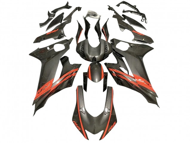 2017-2023 Red Black Carbon Fiber Style Yamaha YZF 600 R6 Motorcycle Fairings