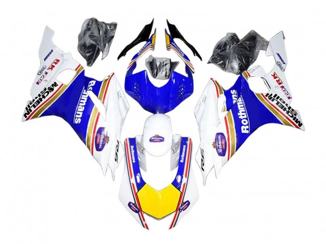 2017-2023 White Blue Yellow Rothmans Yamaha YZF 600 R6 Motorcycle Fairings