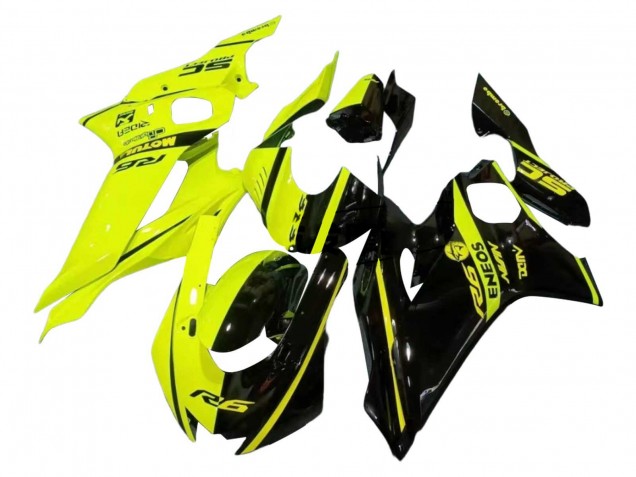 2017-2023 Neon Yellow Glossy Black Split Yamaha YZF 600 R6 Motorcycle Fairings
