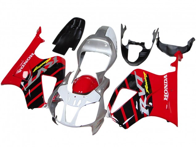 2000-2006 Silver Red Black Stripe Racing Honda VTR1000 Motorcycle Fairings