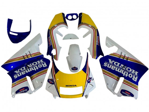 1994-1996 White Blue Yellow Gold Rothmans Honda NSR250 Motorcycle Fairings