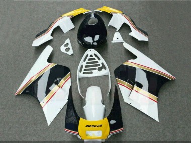 1988-1989 White Yellow Gold Glossy Black Honda NSR250R Motorcycle Fairings