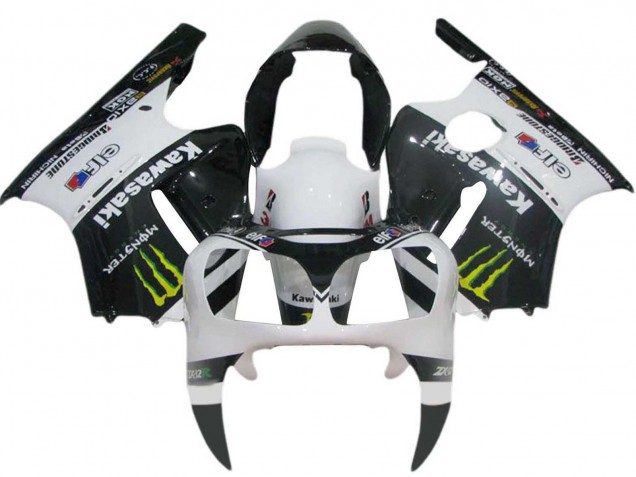 2000-2001 White Black Yelllow Elf Monster Kawasaki ZX12R Motorcycle Fairings
