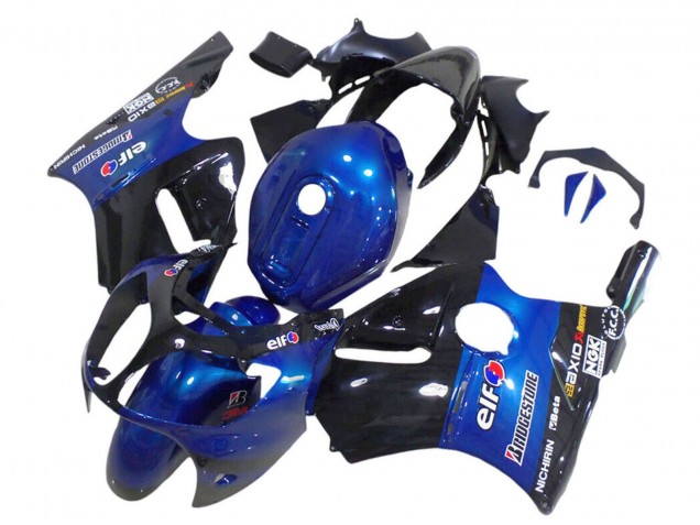 2000-2001 Blue Glossy Black Elf Bridgestone Kawasaki ZX12R Motorcycle Fairings