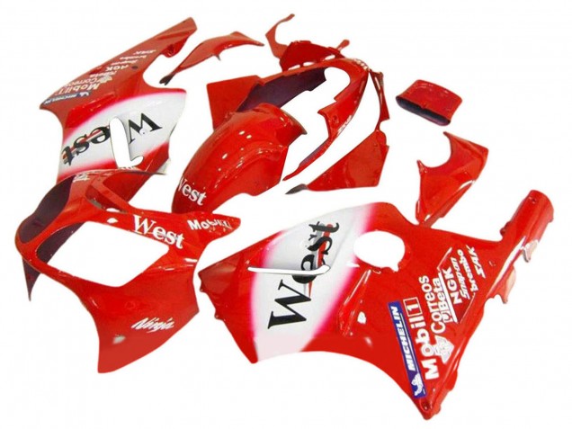 2000-2001 Red White Black West Kawasaki ZX12R Motorcycle Fairings