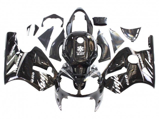 2000-2001 Glossy Black White Elf Snow Kawasaki ZX12R Motorcycle Fairings